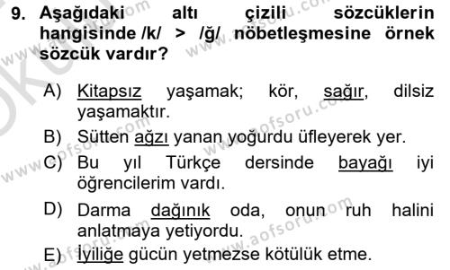 Türk Dili 2 Dersi 2023 - 2024 Yılı Yaz Okulu Sınavı 9. Soru