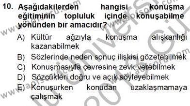 Türkçe Sözlü Anlatım Dersi 2012 - 2013 Yılı (Vize) Ara Sınavı 10. Soru