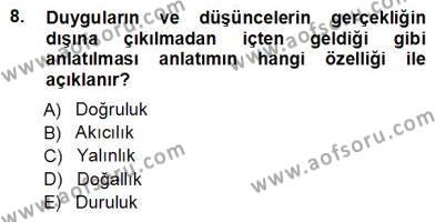 Türkçe Sözlü Anlatım Dersi 2012 - 2013 Yılı (Vize) Ara Sınavı 8. Soru