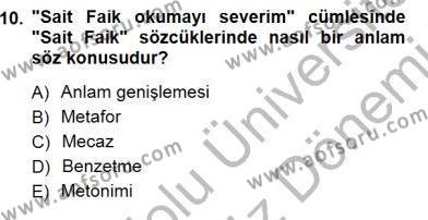 Türkçe Sözlü Anlatım Dersi 2012 - 2013 Yılı (Final) Dönem Sonu Sınavı 10. Soru
