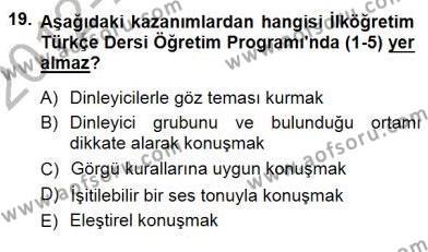 Türkçe Sözlü Anlatım Dersi 2012 - 2013 Yılı (Final) Dönem Sonu Sınavı 19. Soru