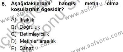 Türkçe Sözlü Anlatım Dersi 2012 - 2013 Yılı (Final) Dönem Sonu Sınavı 5. Soru