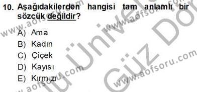 Türkçe Sözlü Anlatım Dersi 2013 - 2014 Yılı (Final) Dönem Sonu Sınavı 10. Soru