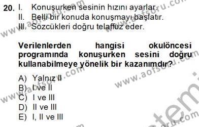 Türkçe Sözlü Anlatım Dersi 2013 - 2014 Yılı (Final) Dönem Sonu Sınavı 20. Soru