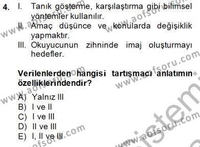 Türkçe Sözlü Anlatım Dersi 2013 - 2014 Yılı (Final) Dönem Sonu Sınavı 4. Soru