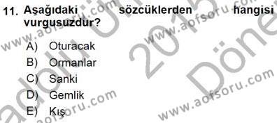 Türkçe Sözlü Anlatım Dersi 2015 - 2016 Yılı (Final) Dönem Sonu Sınavı 11. Soru