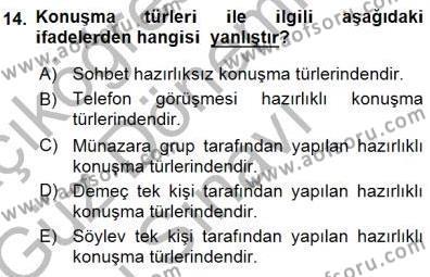 Türkçe Sözlü Anlatım Dersi 2015 - 2016 Yılı (Final) Dönem Sonu Sınavı 14. Soru