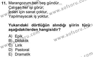Türkçe Yazılı Anlatım Dersi 2012 - 2013 Yılı (Vize) Ara Sınavı 11. Soru