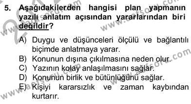 Türkçe Yazılı Anlatım Dersi 2012 - 2013 Yılı (Vize) Ara Sınavı 5. Soru