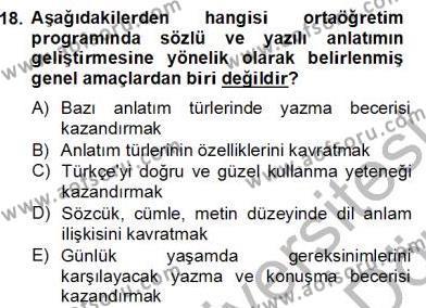 Türkçe Yazılı Anlatım Dersi 2012 - 2013 Yılı (Final) Dönem Sonu Sınavı 18. Soru