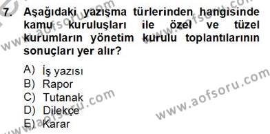 Türkçe Yazılı Anlatım Dersi 2012 - 2013 Yılı (Final) Dönem Sonu Sınavı 7. Soru