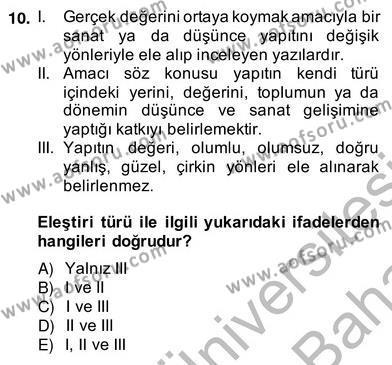 Türkçe Yazılı Anlatım Dersi 2013 - 2014 Yılı (Vize) Ara Sınavı 10. Soru