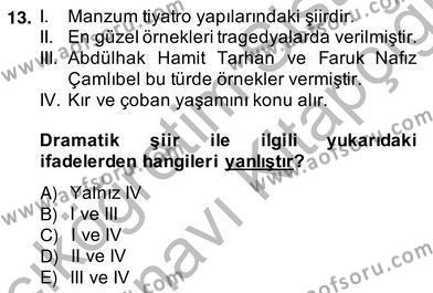 Türkçe Yazılı Anlatım Dersi 2013 - 2014 Yılı (Vize) Ara Sınavı 13. Soru