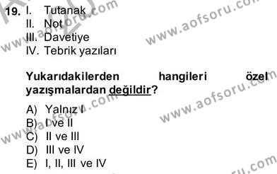 Türkçe Yazılı Anlatım Dersi 2013 - 2014 Yılı (Vize) Ara Sınavı 19. Soru