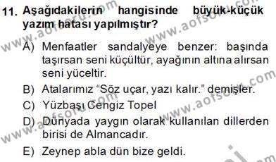 Türkçe Yazılı Anlatım Dersi 2013 - 2014 Yılı (Final) Dönem Sonu Sınavı 11. Soru