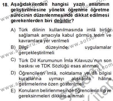 Türkçe Yazılı Anlatım Dersi 2013 - 2014 Yılı (Final) Dönem Sonu Sınavı 18. Soru