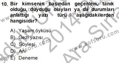 Türkçe Yazılı Anlatım Dersi 2014 - 2015 Yılı (Vize) Ara Sınavı 10. Soru