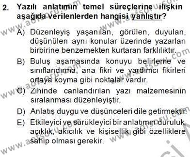 Türkçe Yazılı Anlatım Dersi 2014 - 2015 Yılı (Vize) Ara Sınavı 2. Soru