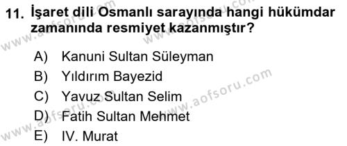 Türk İşaret Dili Dersi 2020 - 2021 Yılı Yaz Okulu Sınavı 11. Soru