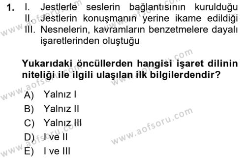 Türk İşaret Dili Dersi 2021 - 2022 Yılı (Vize) Ara Sınavı 1. Soru