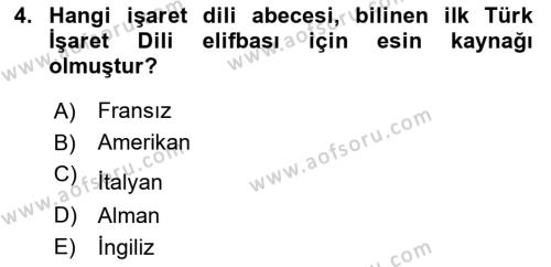 Türk İşaret Dili Dersi 2021 - 2022 Yılı (Vize) Ara Sınavı 4. Soru