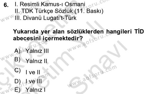 Türk İşaret Dili Dersi 2021 - 2022 Yılı (Vize) Ara Sınavı 6. Soru