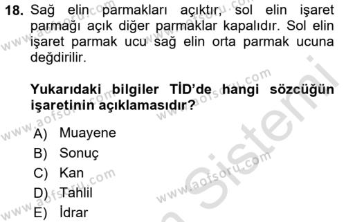 Türk İşaret Dili Dersi 2021 - 2022 Yılı Yaz Okulu Sınavı 18. Soru