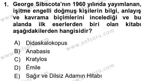 Türk İşaret Dili Dersi 2022 - 2023 Yılı Yaz Okulu Sınavı 1. Soru