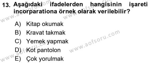 Türk İşaret Dili Dersi 2022 - 2023 Yılı Yaz Okulu Sınavı 13. Soru