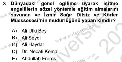 Türk İşaret Dili Dersi 2022 - 2023 Yılı Yaz Okulu Sınavı 3. Soru