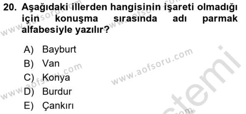 Türk İşaret Dili Dersi 2023 - 2024 Yılı (Vize) Ara Sınavı 20. Soru