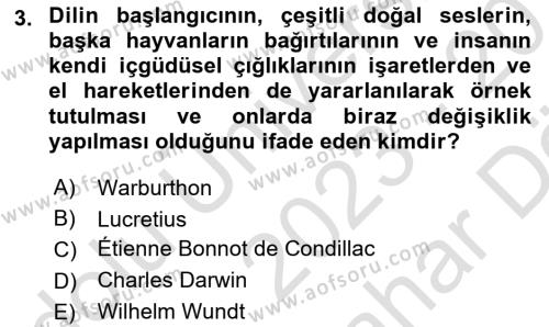 Türk İşaret Dili Dersi 2023 - 2024 Yılı (Vize) Ara Sınavı 3. Soru