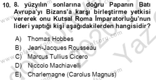 Uluslararası Politika 1 Dersi 2020 - 2021 Yılı Yaz Okulu Sınavı 10. Soru