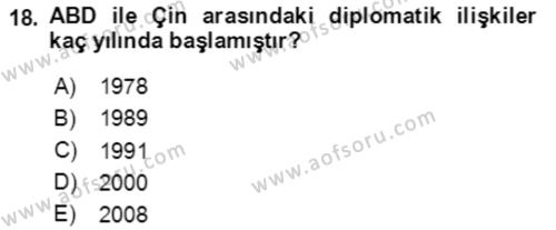 Uluslararası Politika 1 Dersi 2020 - 2021 Yılı Yaz Okulu Sınavı 18. Soru