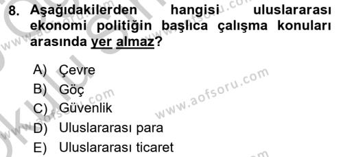 Uluslararası Politika 2 Dersi 2018 - 2019 Yılı Yaz Okulu Sınavı 8. Soru