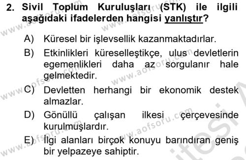 Uluslararası Politika 2 Dersi 2021 - 2022 Yılı (Vize) Ara Sınavı 2. Soru