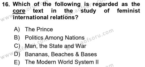 Theories Of International Relations 2 Dersi 2018 - 2019 Yılı (Final) Dönem Sonu Sınavı 16. Soru