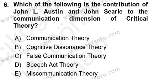 Theories Of International Relations 2 Dersi 2018 - 2019 Yılı (Final) Dönem Sonu Sınavı 6. Soru