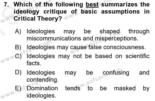 Theories Of International Relations 2 Dersi 2018 - 2019 Yılı (Final) Dönem Sonu Sınavı 7. Soru