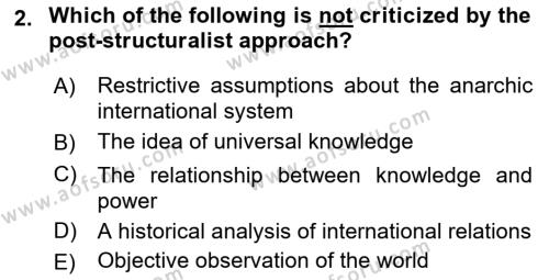 Theories Of International Relations 2 Dersi 2018 - 2019 Yılı Yaz Okulu Sınavı 2. Soru