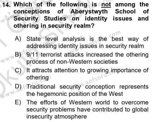 Theories Of International Relations 2 Dersi 2020 - 2021 Yılı Yaz Okulu Sınavı 14. Soru