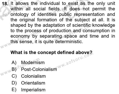 Theories Of International Relations 2 Dersi 2021 - 2022 Yılı (Vize) Ara Sınavı 18. Soru