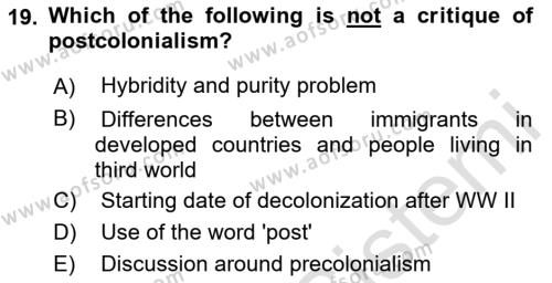 Theories Of International Relations 2 Dersi 2021 - 2022 Yılı (Vize) Ara Sınavı 19. Soru