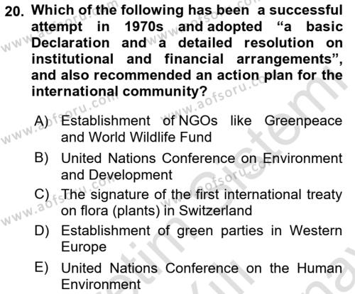 Theories Of International Relations 2 Dersi 2021 - 2022 Yılı (Final) Dönem Sonu Sınavı 20. Soru