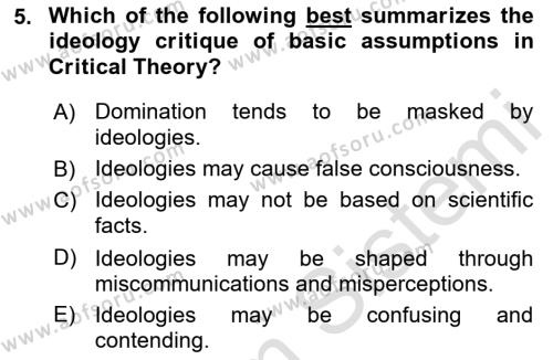 Theories Of International Relations 2 Dersi 2021 - 2022 Yılı (Final) Dönem Sonu Sınavı 5. Soru