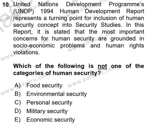 Theories Of International Relations 2 Dersi 2021 - 2022 Yılı Yaz Okulu Sınavı 10. Soru