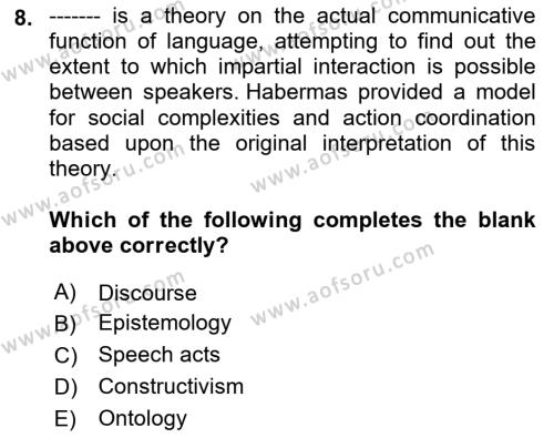 Theories Of International Relations 2 Dersi 2021 - 2022 Yılı Yaz Okulu Sınavı 8. Soru