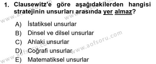 Strateji ve Güvenlik Dersi 2019 - 2020 Yılı (Vize) Ara Sınavı 1. Soru