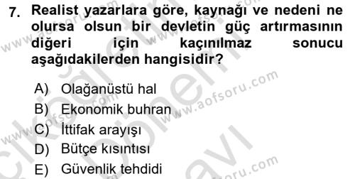 Strateji ve Güvenlik Dersi 2019 - 2020 Yılı (Final) Dönem Sonu Sınavı 7. Soru