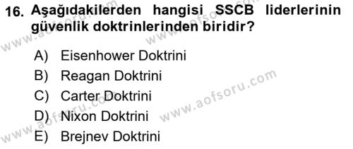 Strateji ve Güvenlik Dersi 2021 - 2022 Yılı (Final) Dönem Sonu Sınavı 16. Soru